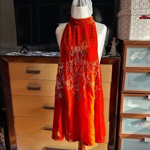 Free people Elegant Orange Halter Dress size small